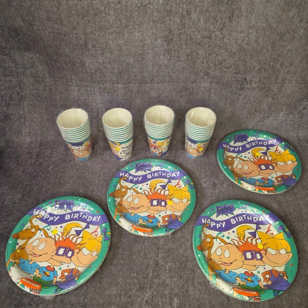 Vintage Rugrats Birthday Party Supplies Set Plates Cups 90s Nickelodeon 64pc